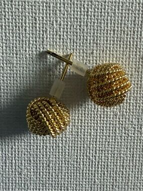 NEW Nordstrom Twisted Rope Ball Stud Earrings - Gold